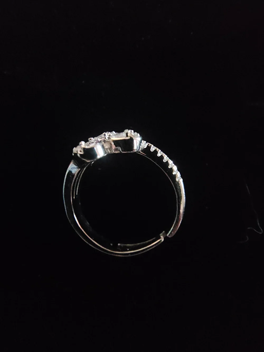 Sterling Silver Multi-Band Teardrop Ring with Clear Stones